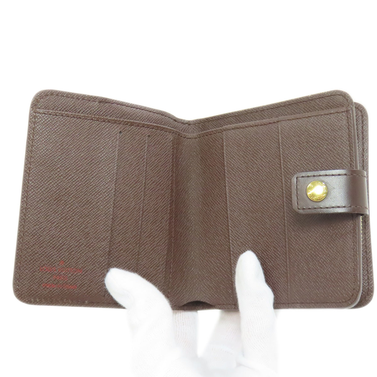 LOUIS VUITTON Bifold Wallet M61668 Damier canvas Brown Compact zip Women Used Authentic