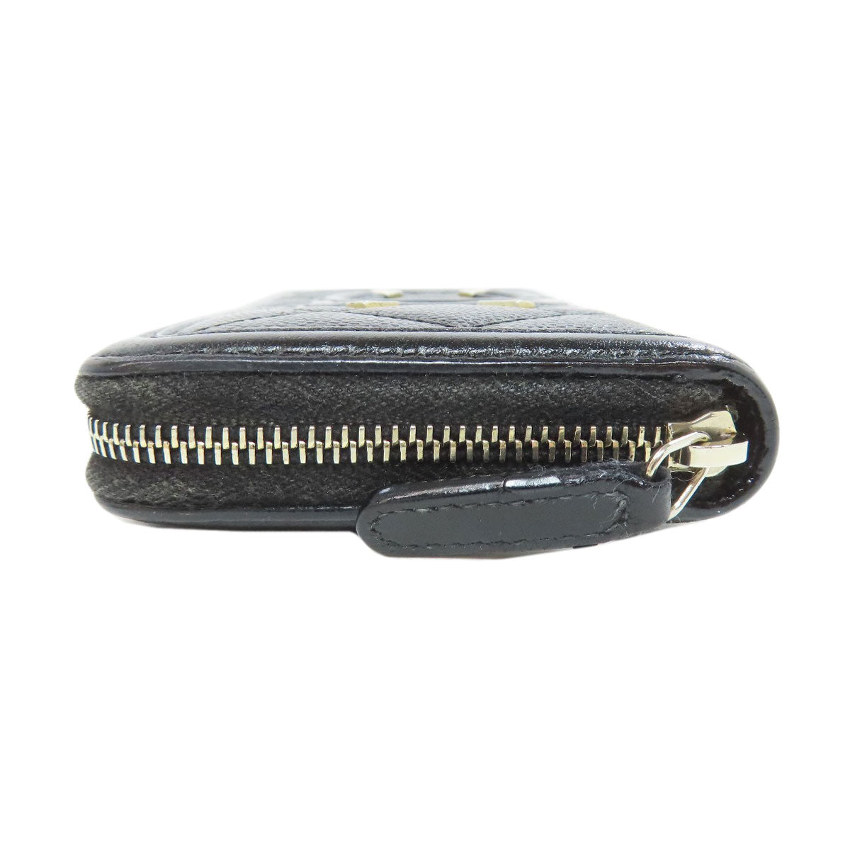 CHANEL Long Wallet Purse Grained Calfskin Skin black Matelasse Gold Metal