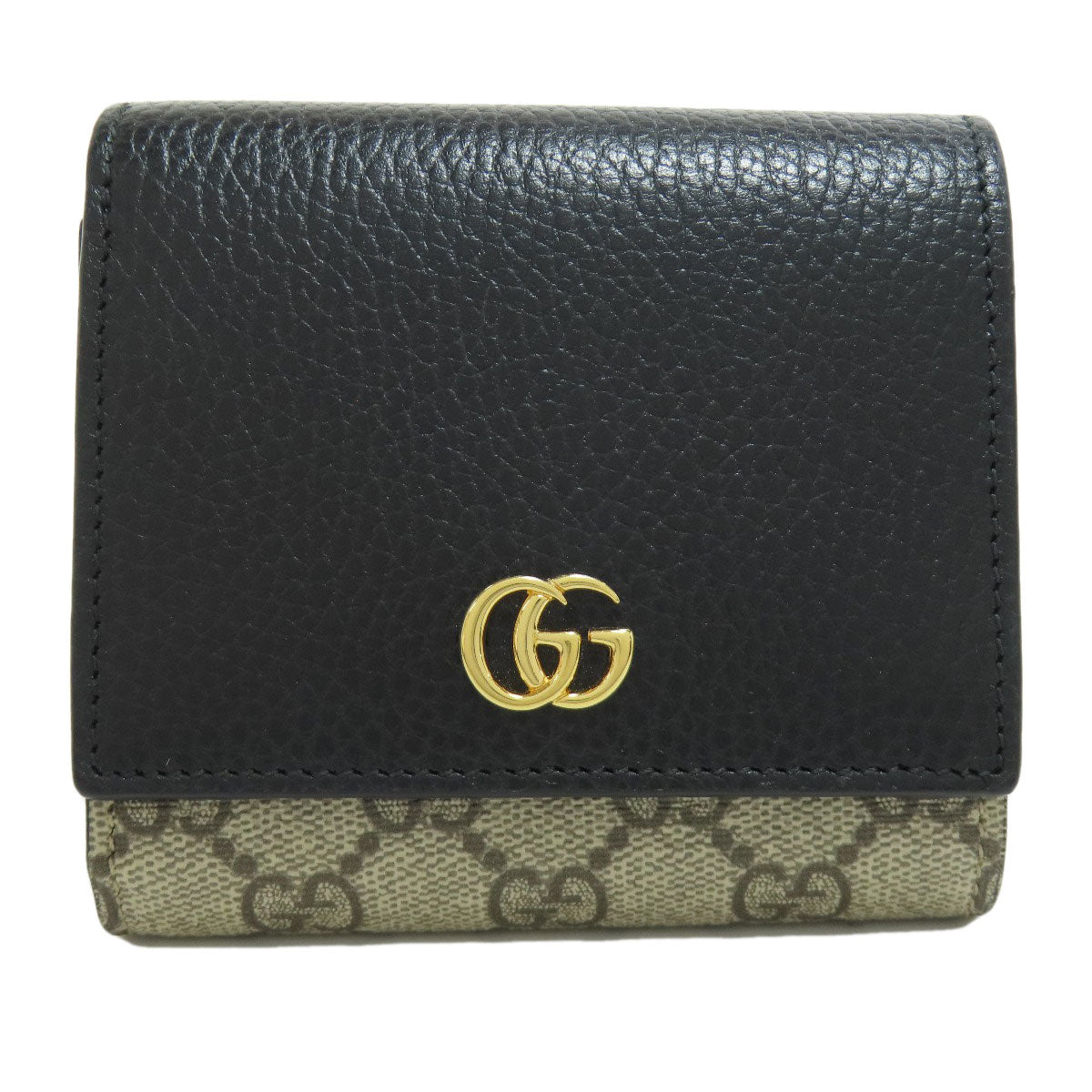 GUCCI Bifold Wallet 598587 leather black Double G Bicolor Medium Wallet Women Used Authentic