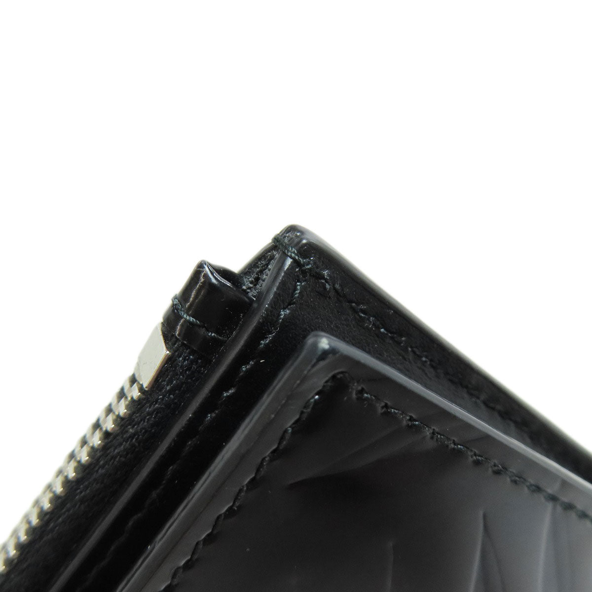 PRADA Bifold Wallet enamel black logo Women(Unisex) Used Authentic