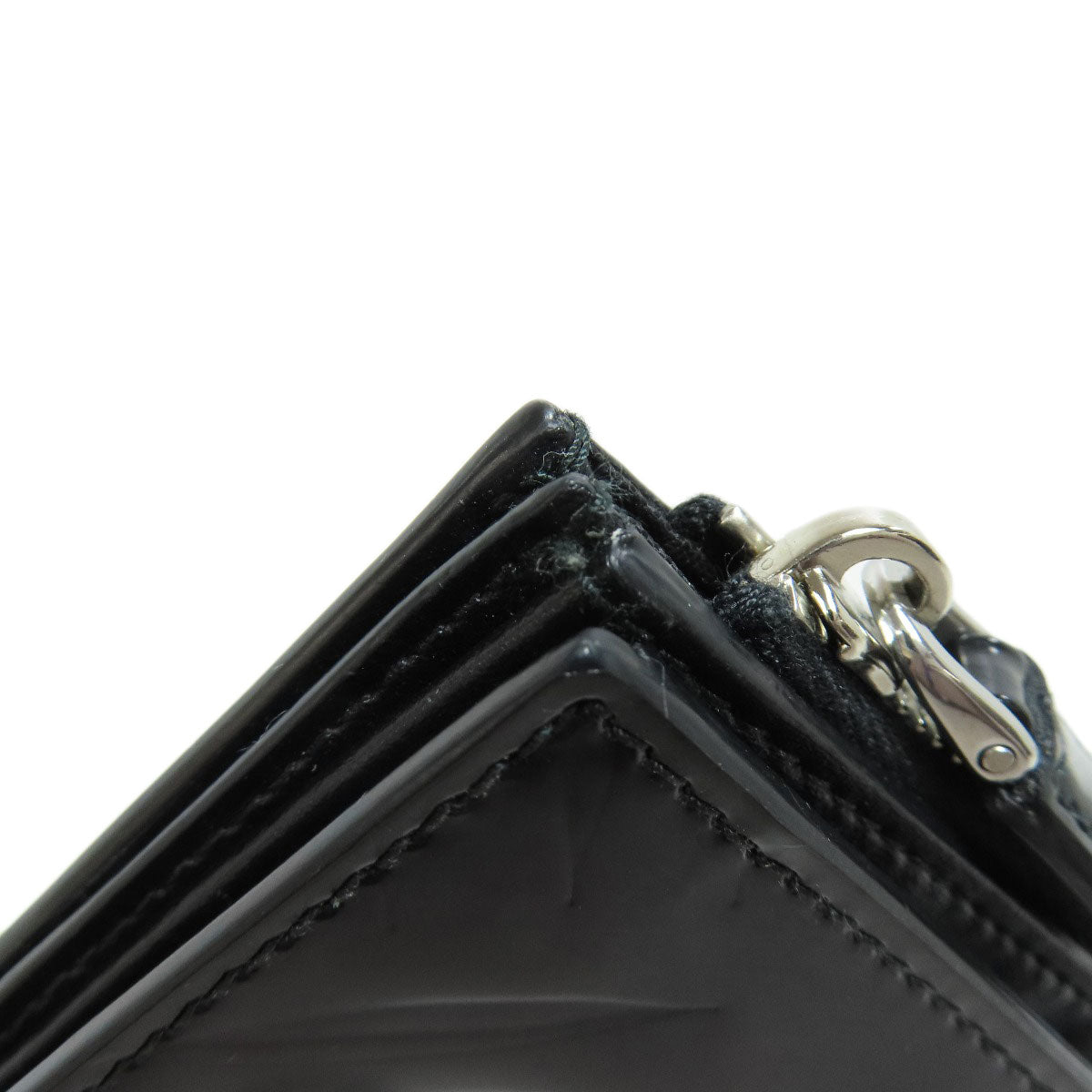 PRADA Bifold Wallet enamel black logo Women(Unisex) Used Authentic