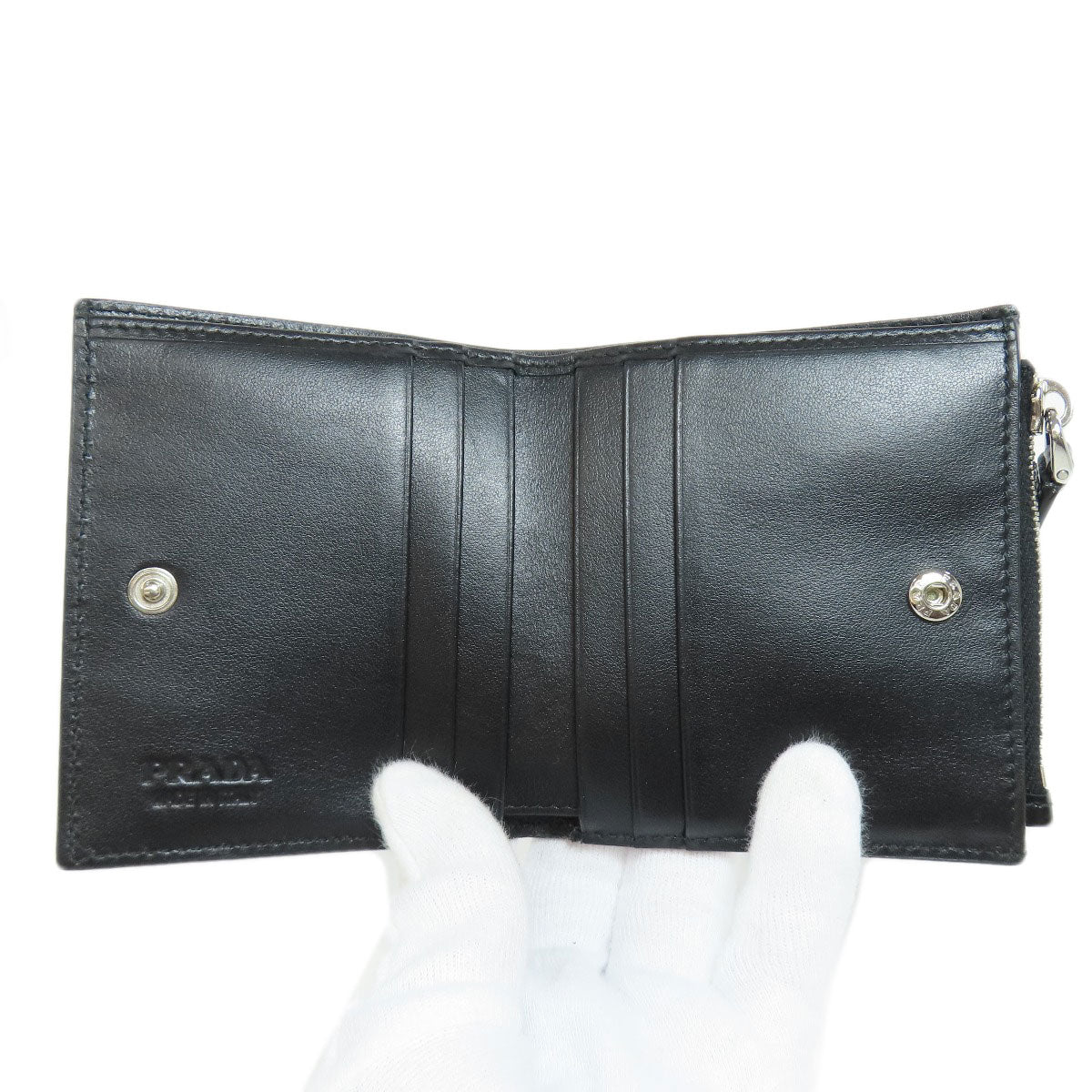 PRADA Bifold Wallet enamel black logo Women(Unisex) Used Authentic
