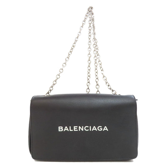 BALENCIAGA Long Wallet Purse 502027 Calfskin black Chain wallet Women Used Authentic
