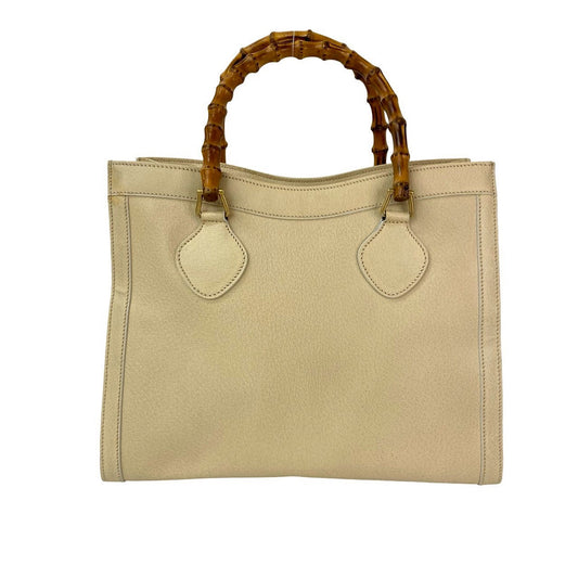 GUCCI Handbag leather beige Bamboo