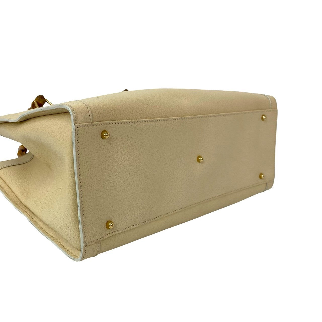 GUCCI Handbag leather beige Bamboo