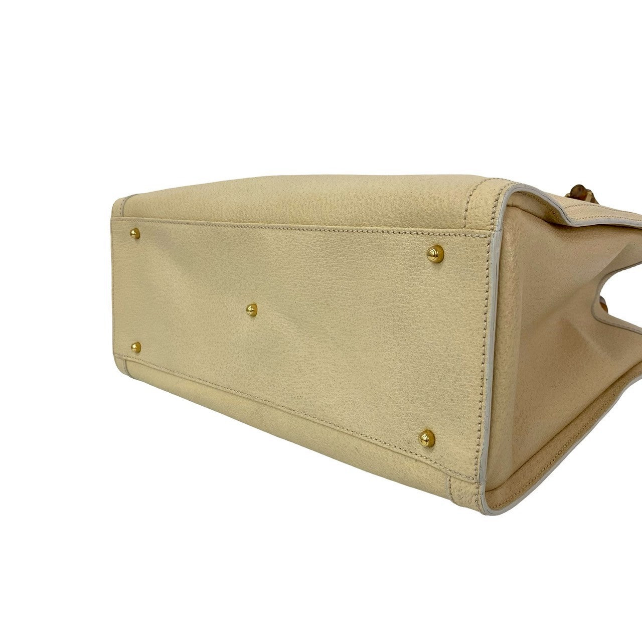 GUCCI Handbag leather beige Bamboo