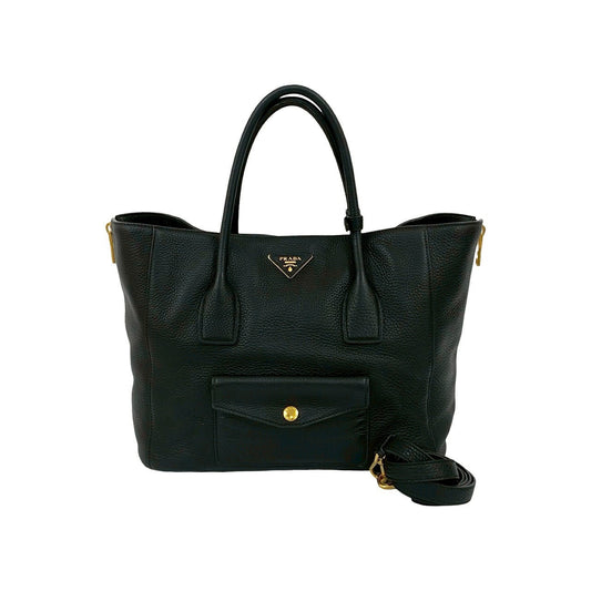 PRADA Shoulder Bag leather black