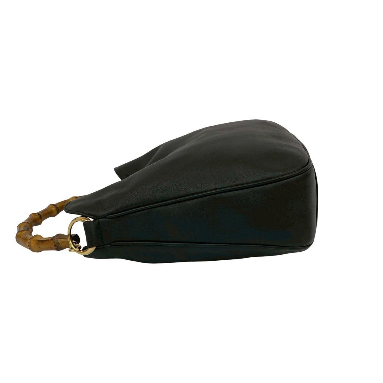 GUCCI Shoulder Bag leather black Bamboo