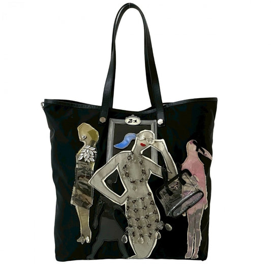 PRADA Tote Bag leather black Robot collection