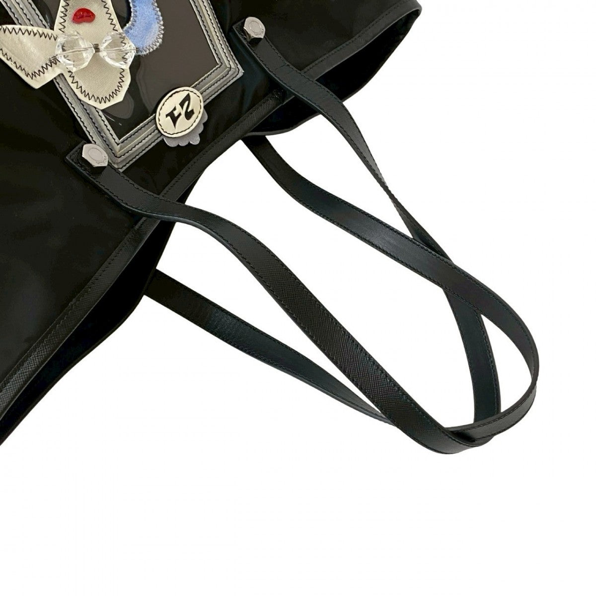 PRADA Tote Bag leather black Robot collection