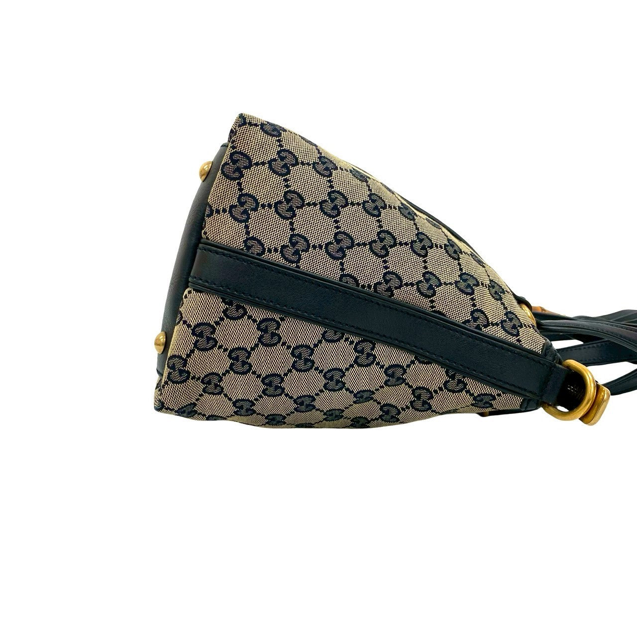 GUCCI Handbag canvas Navy Sherry line