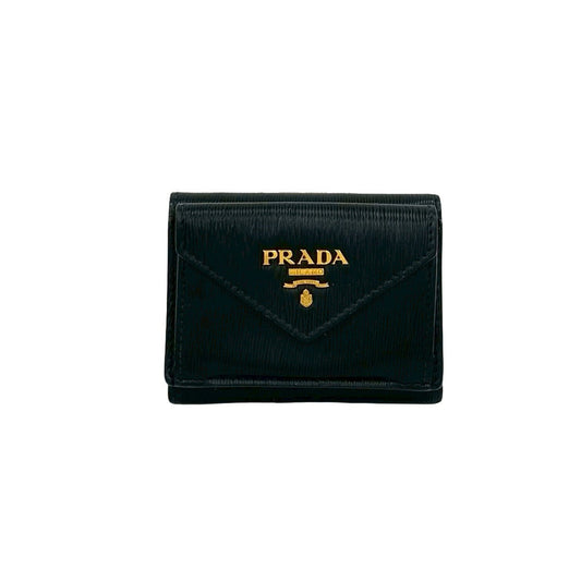 PRADA Tri-fold wallet leather black