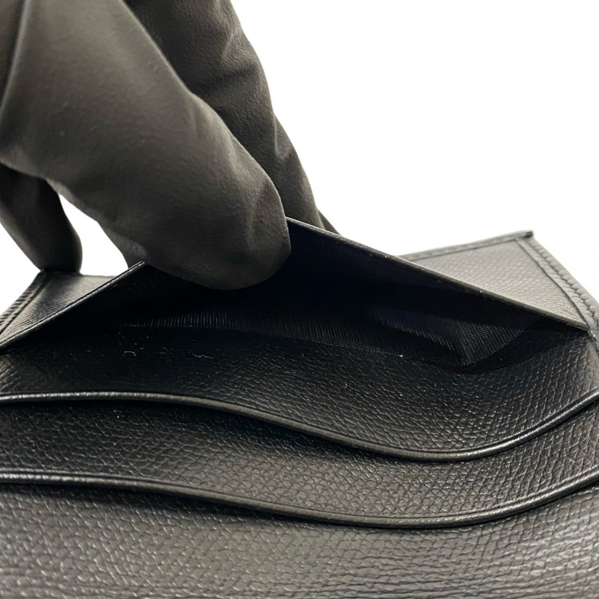 CHANEL Tri-fold wallet leather black