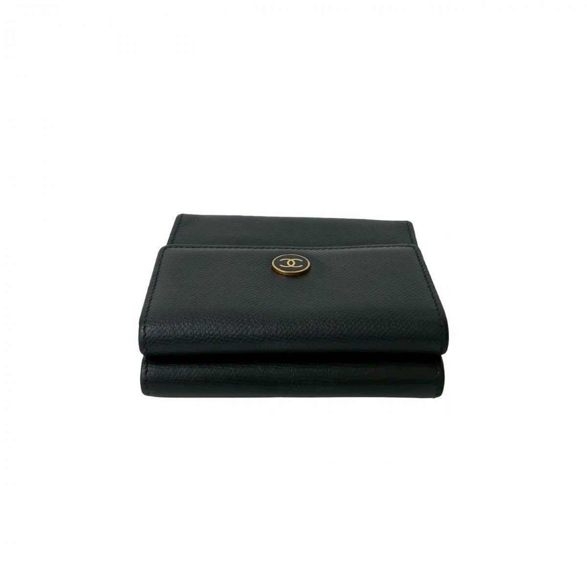 CHANEL Tri-fold wallet leather black