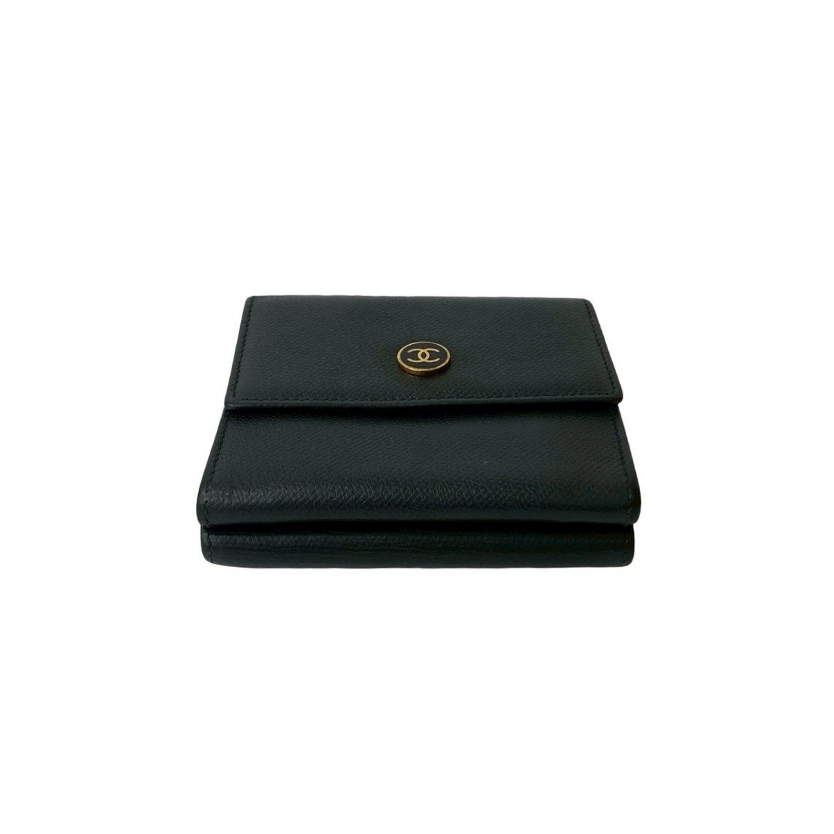 CHANEL Tri-fold wallet leather black