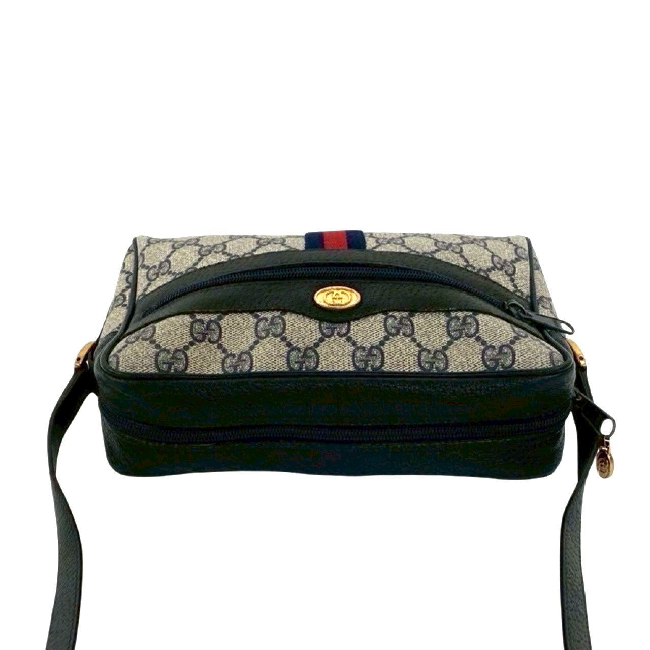 GUCCI Shoulder Bag leather Navy Sherry line