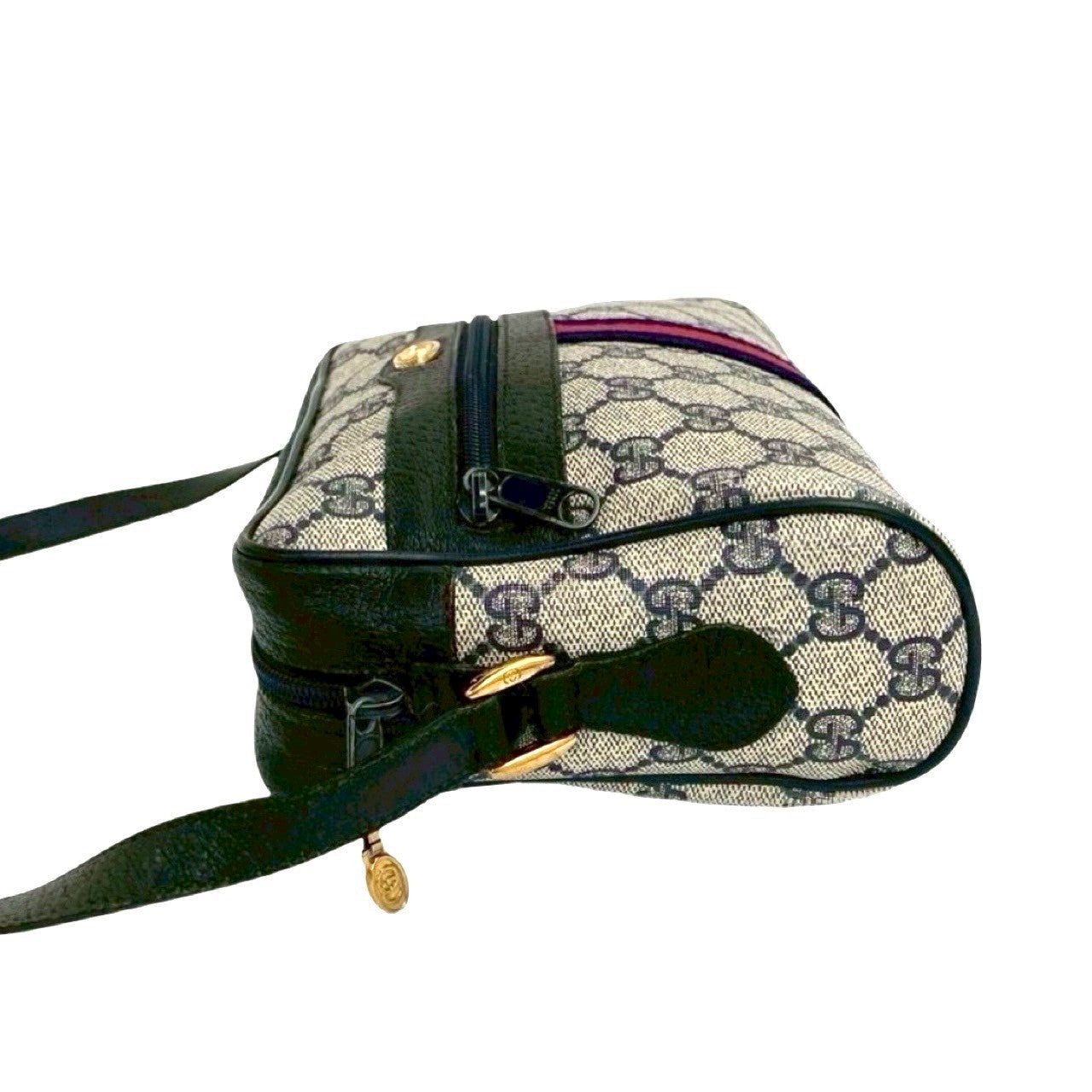 GUCCI Shoulder Bag leather Navy Sherry line