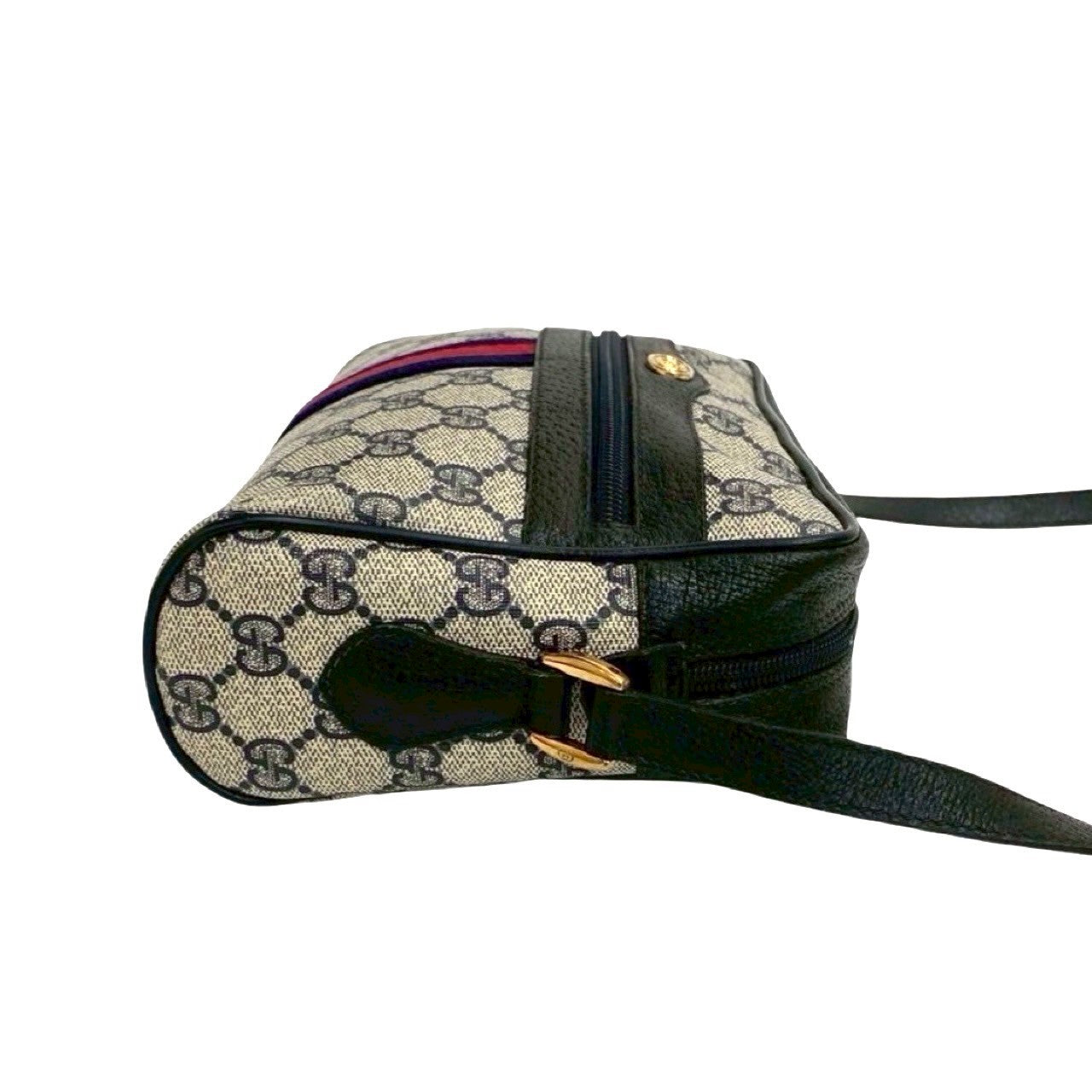 GUCCI Shoulder Bag leather Navy Sherry line