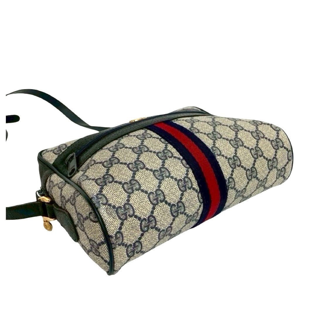 GUCCI Shoulder Bag leather Navy Sherry line