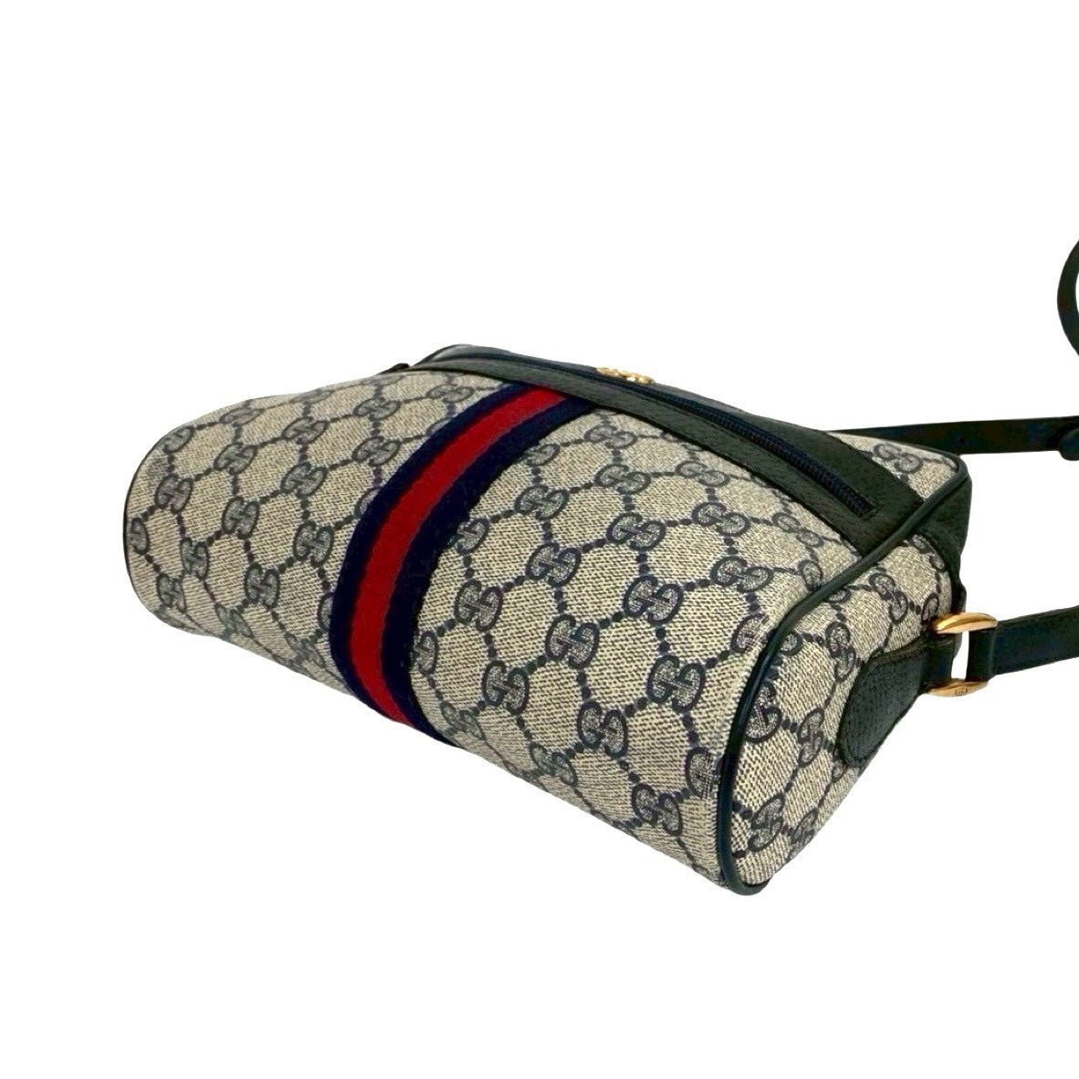 GUCCI Shoulder Bag leather Navy Sherry line