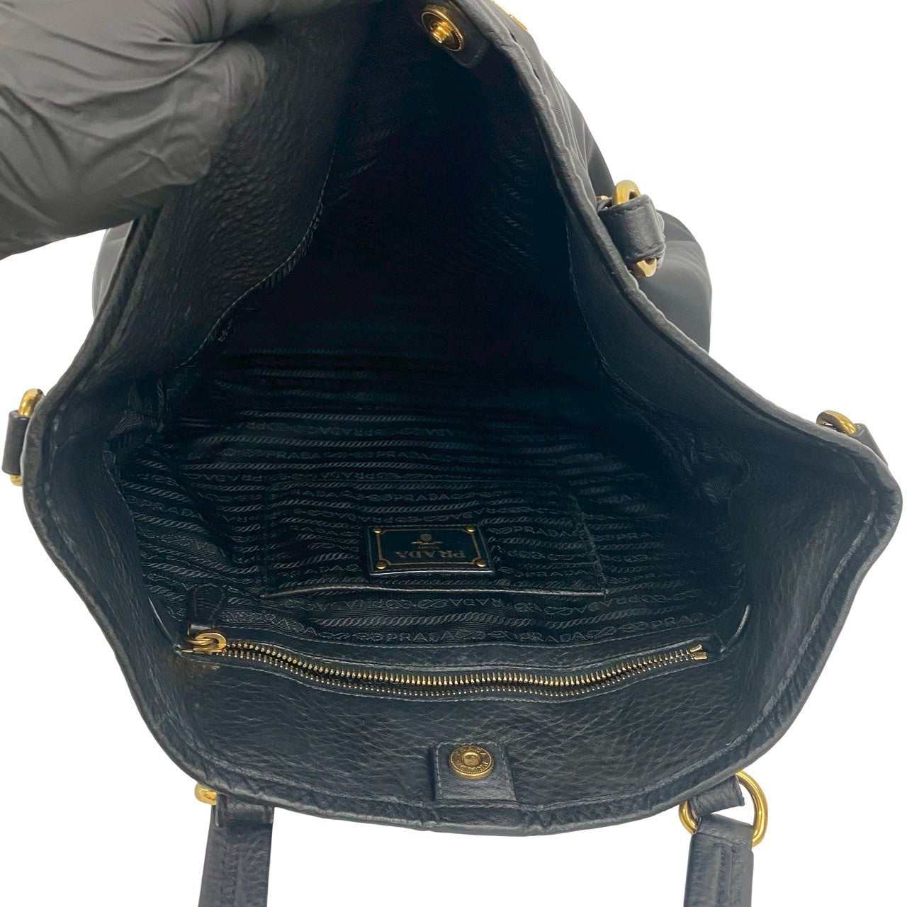 PRADA Tote Bag leather black