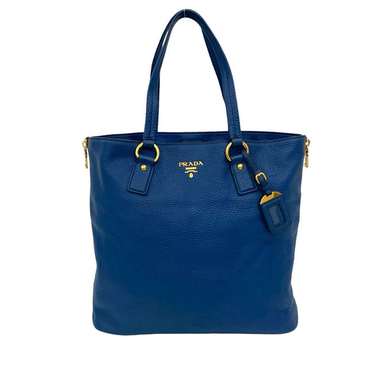 PRADA Tote Bag leather blue