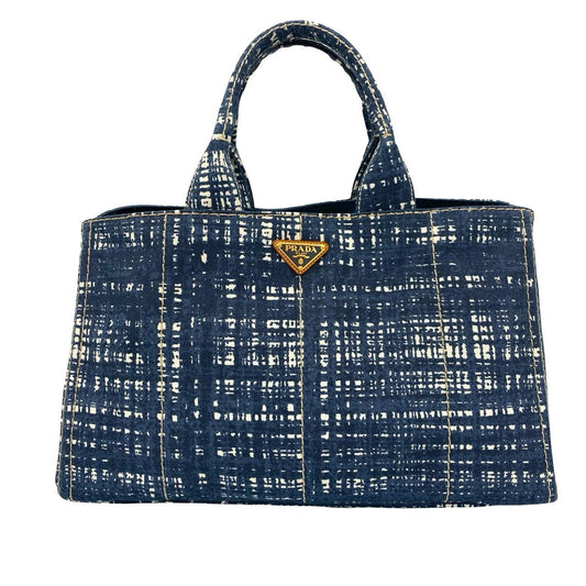 PRADA Handbag canvas blue Canapa