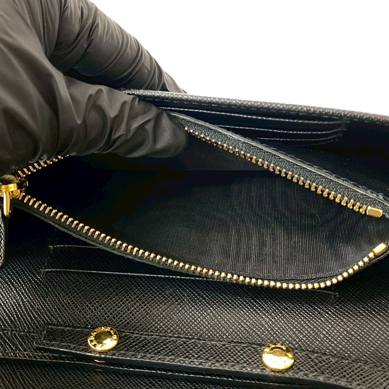 PRADA Long Wallet Purse leather black
