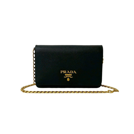 PRADA Long Wallet Purse leather black