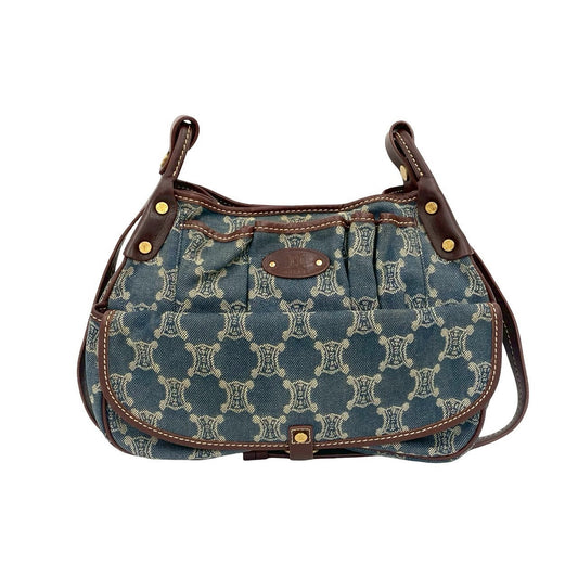 CELINE Shoulder Bag denim blue Paris Macadam
