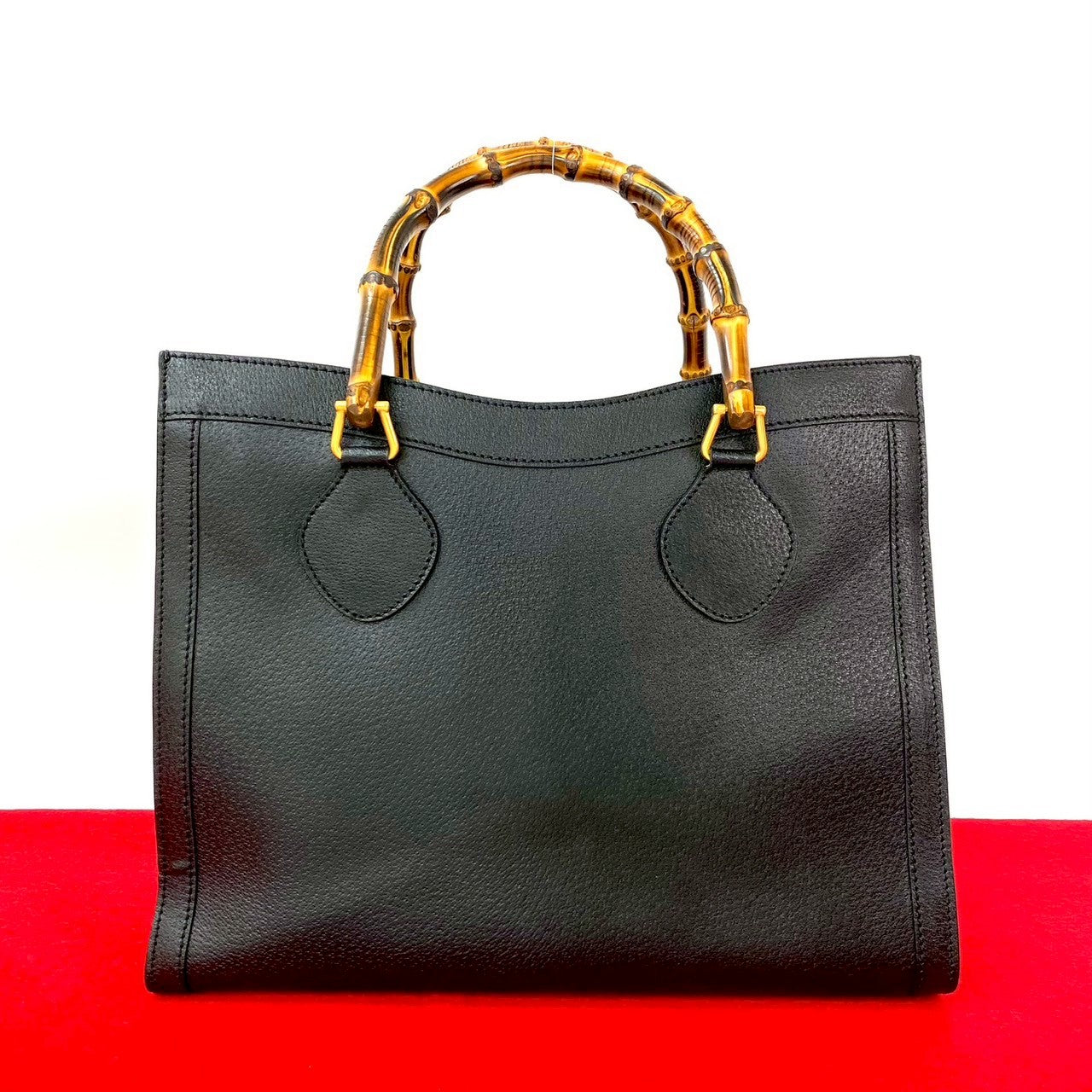GUCCI Tote Bag leather black Bamboo