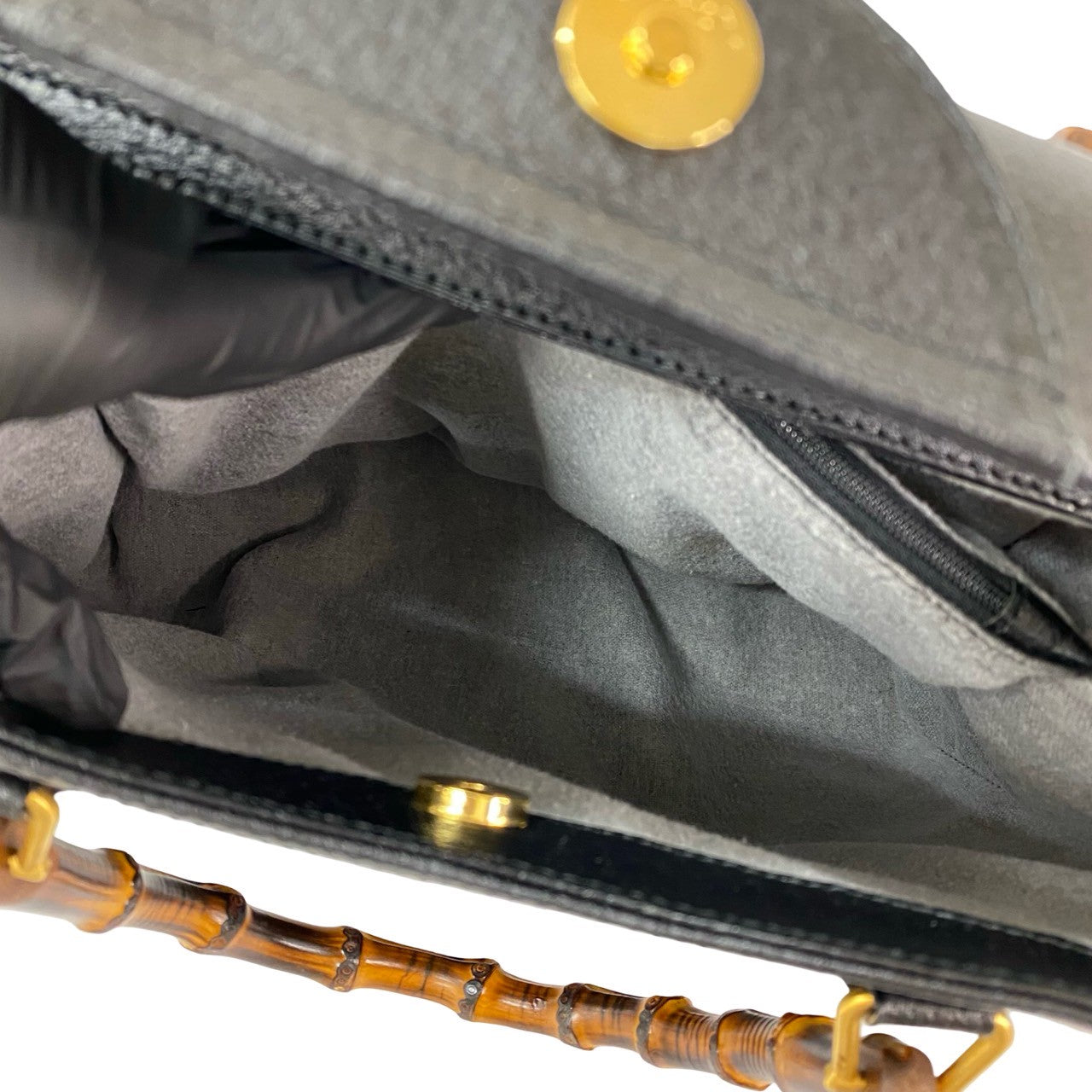 GUCCI Tote Bag leather black Bamboo