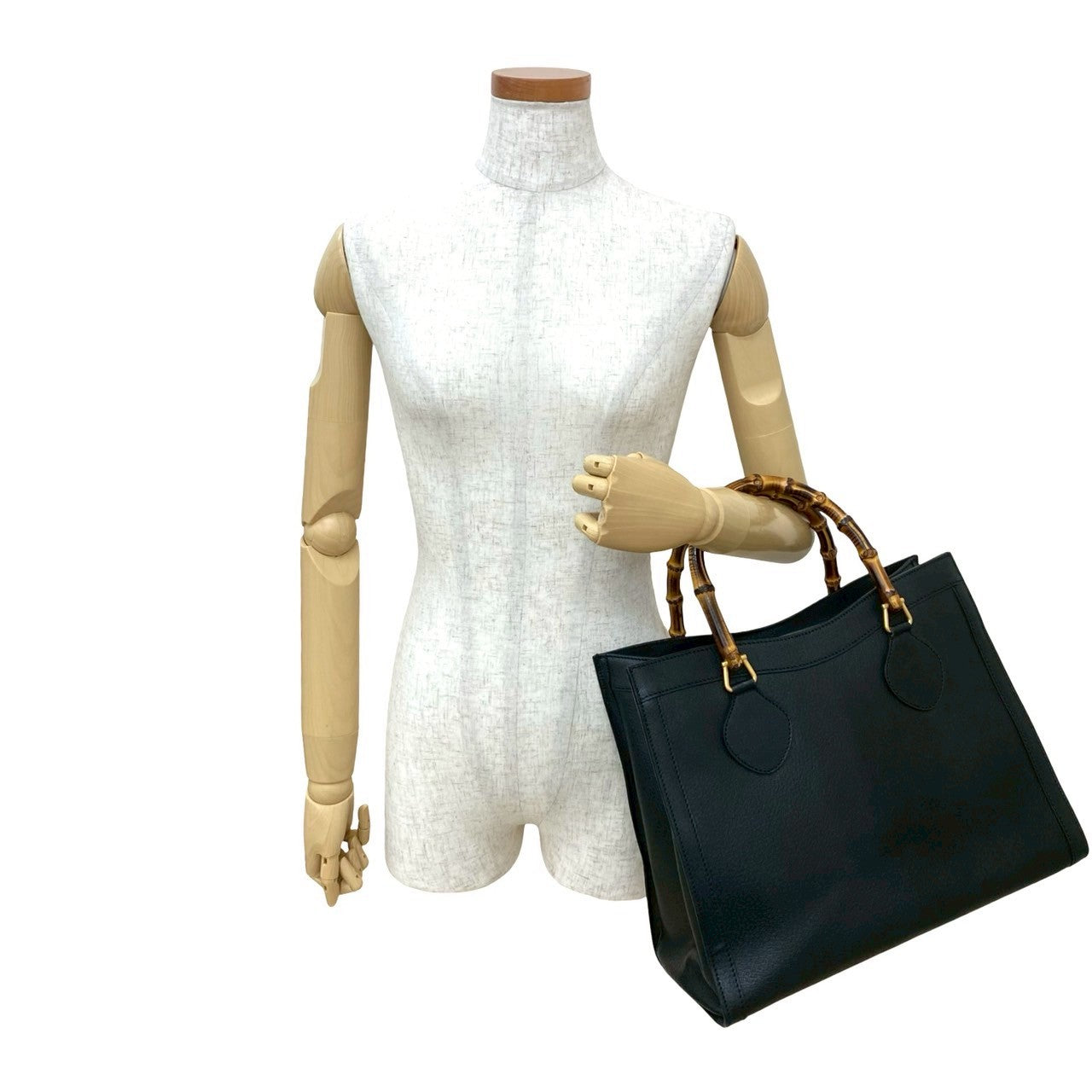GUCCI Tote Bag leather black Bamboo
