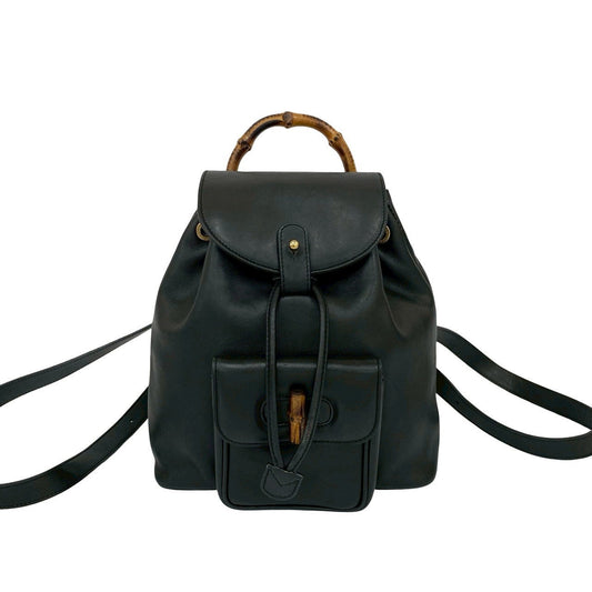 GUCCI Backpack leather black Bamboo