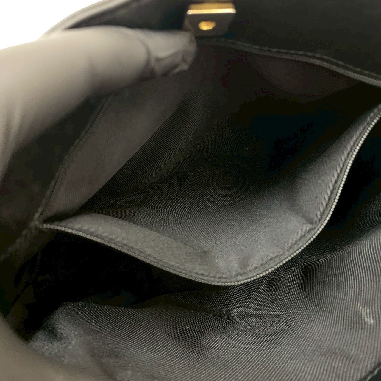 GUCCI Shoulder Bag leather black GG canvas
