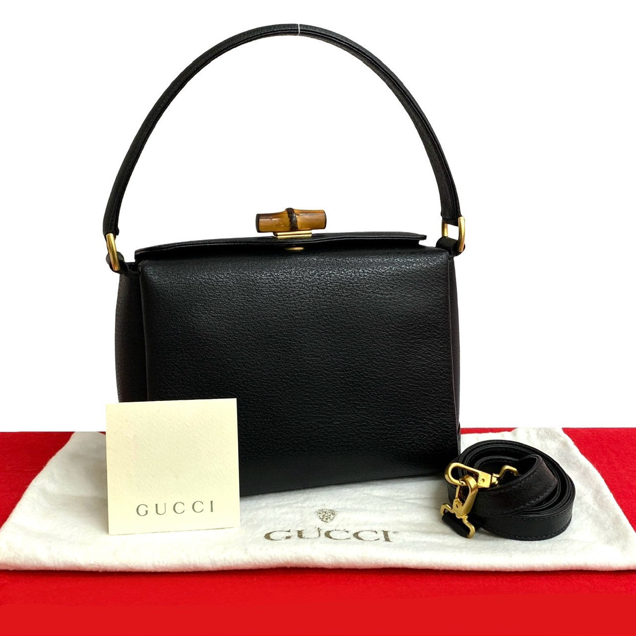 GUCCI Shoulder Bag Bamboo black