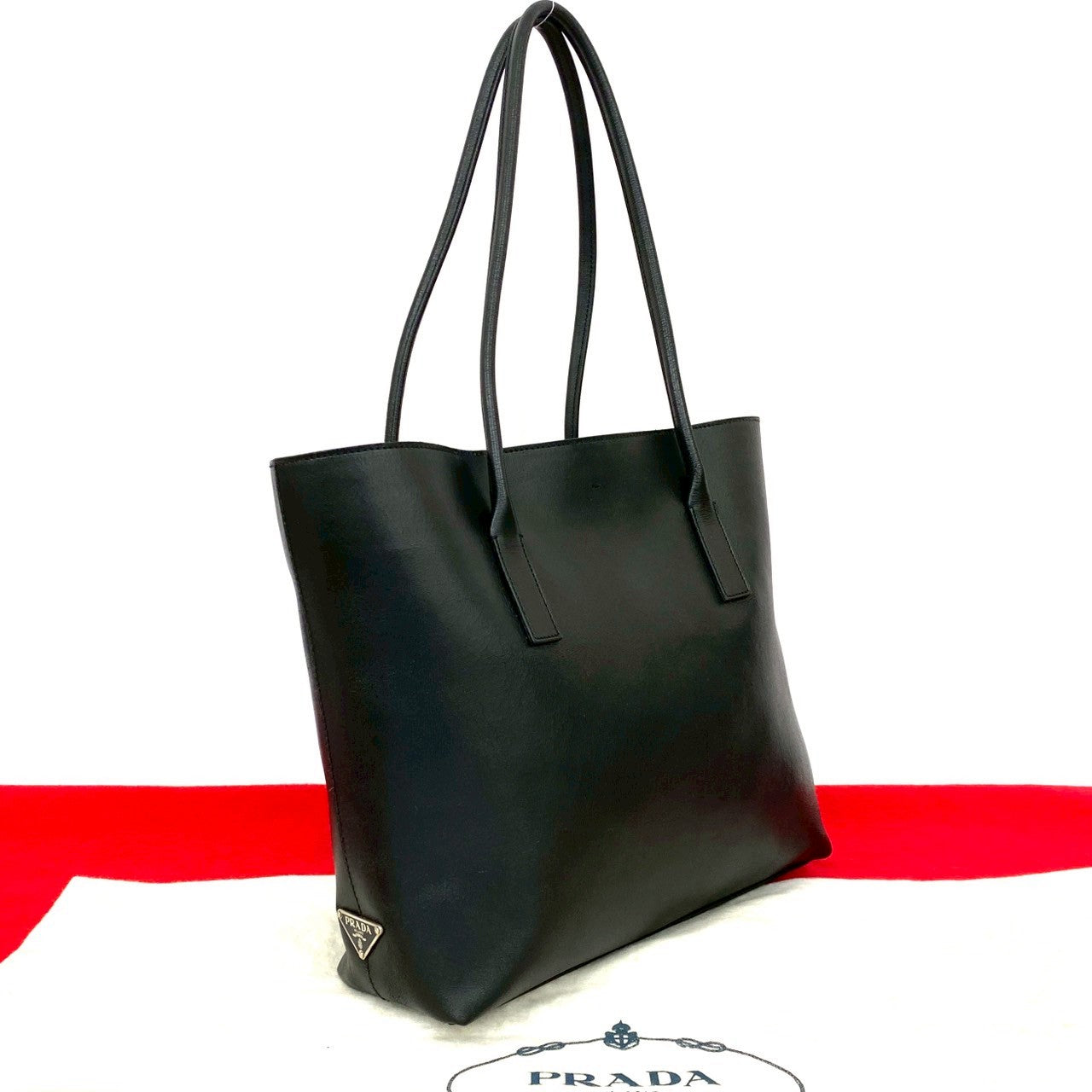 PRADA Tote Bag leather black