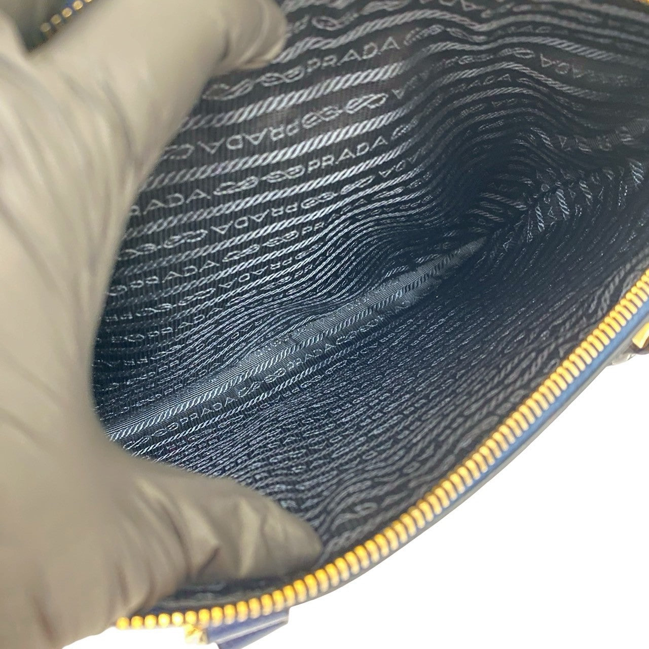 PRADA Handbag leather blue Galleria