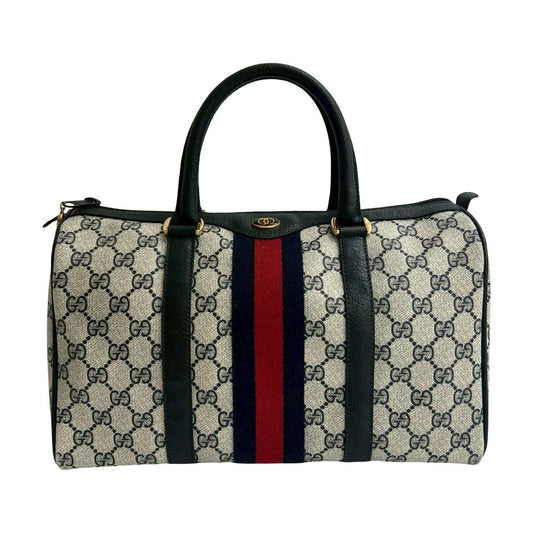 GUCCI Handbag leather Navy Sherry line