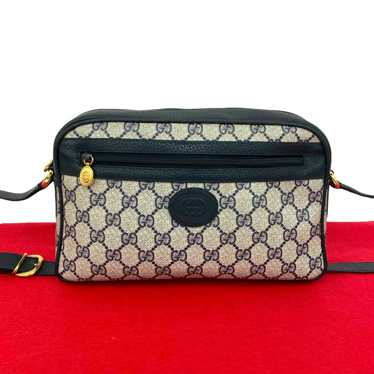 GUCCI Shoulder Bag leather Navy