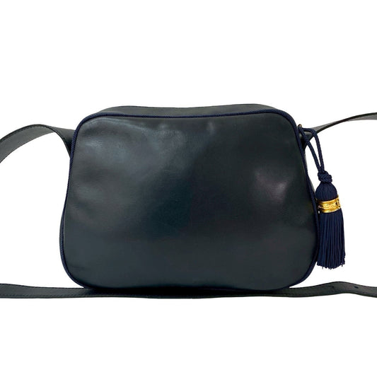 Dior Shoulder Bag leather Navy Tassel