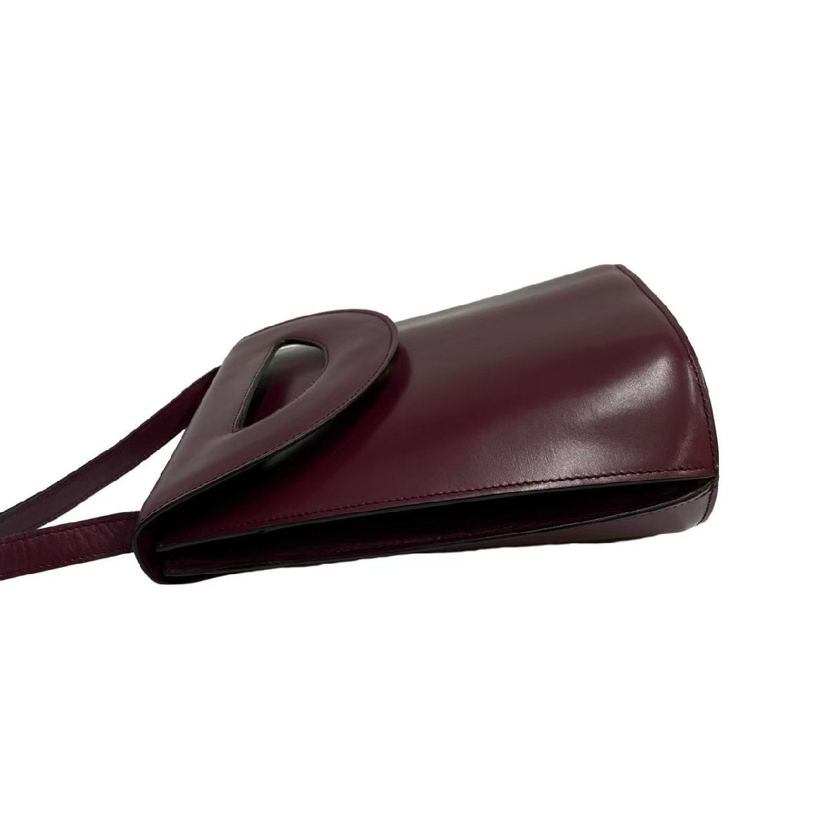 CELINE Shoulder Bag Box scarf wine-red Women Used Authentic