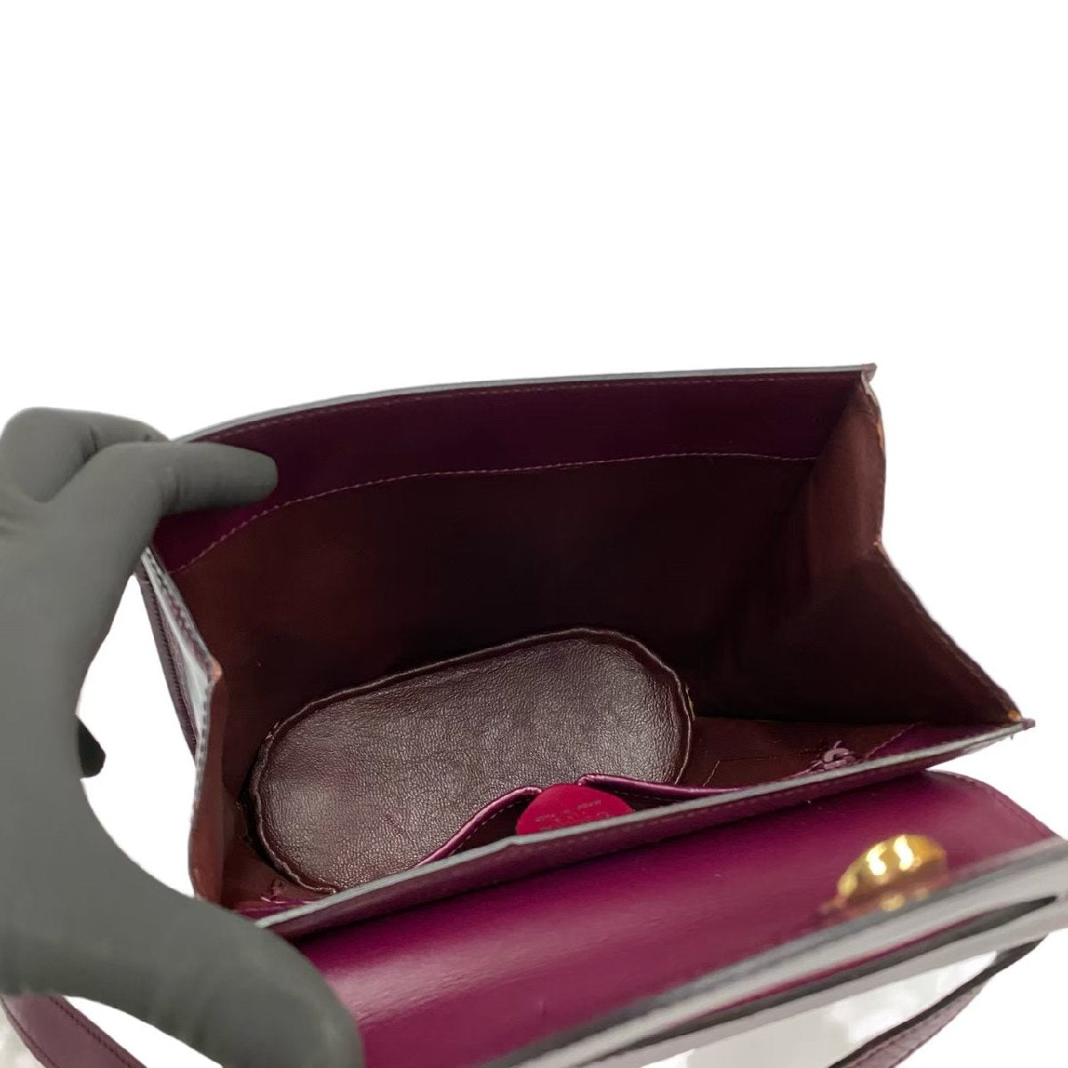 CELINE Shoulder Bag Box scarf wine-red Women Used Authentic