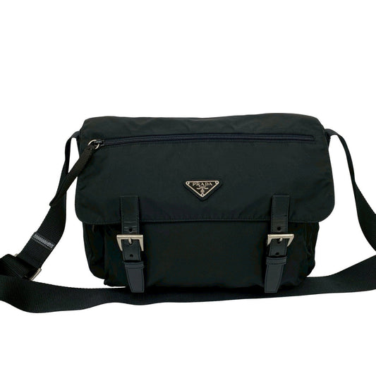 PRADA Shoulder Bag leather black