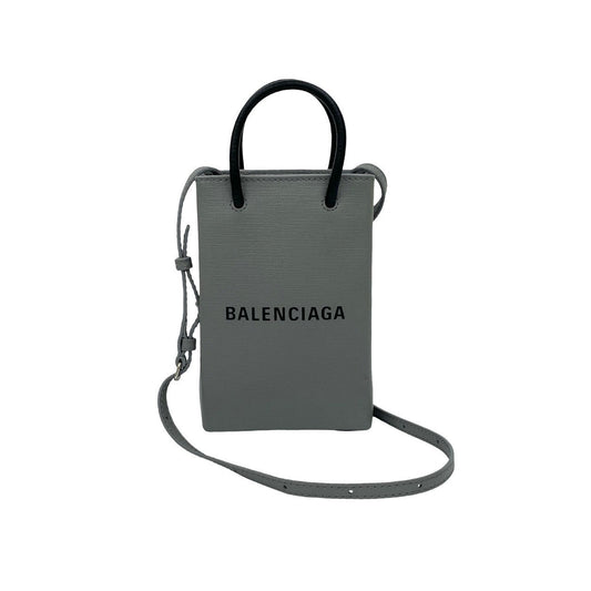 BALENCIAGA Shoulder Bag leather gray shopping phone holder