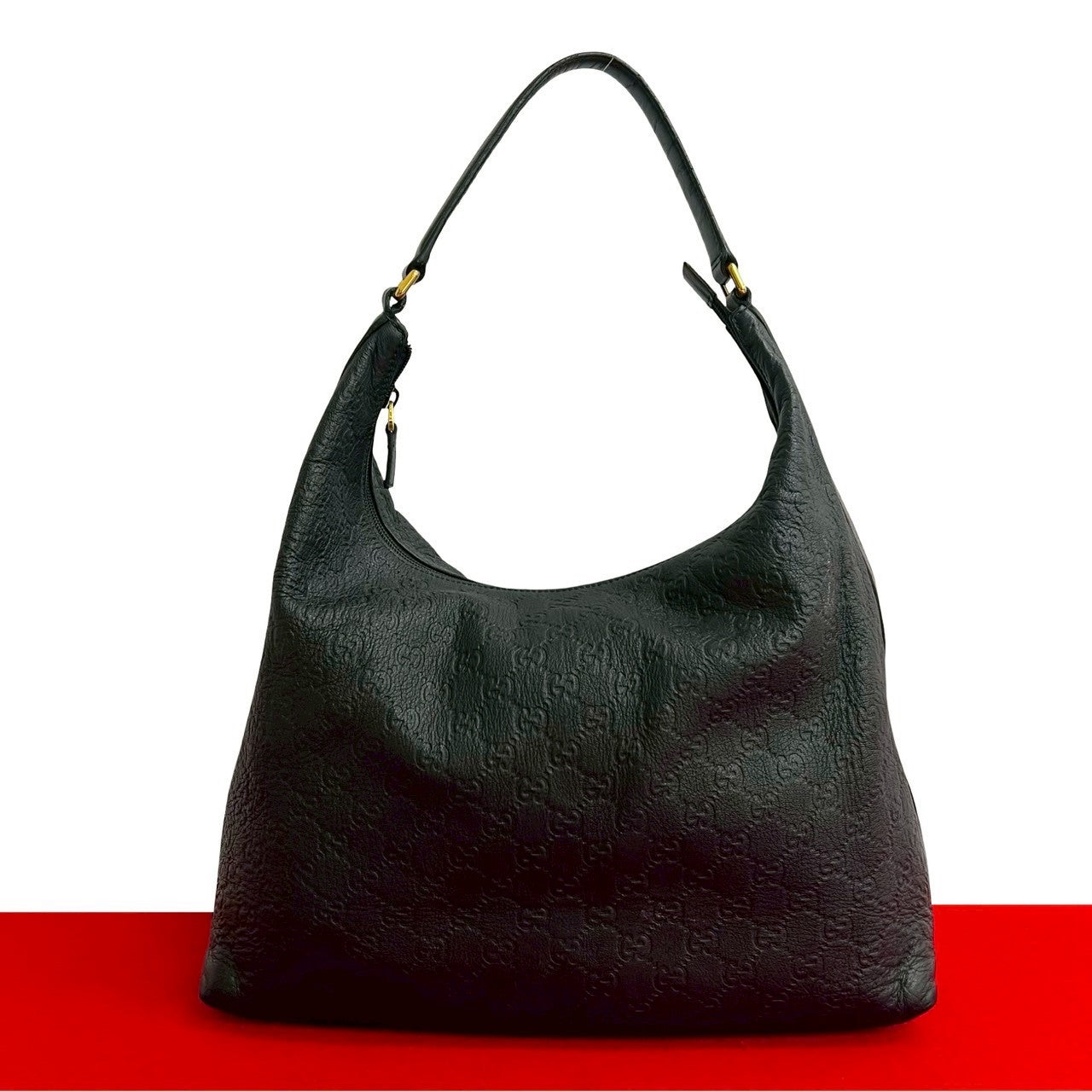 GUCCI Shoulder Bag leather black Sima
