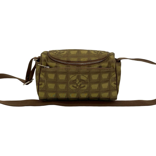 CHANEL Shoulder Bag Nylon canvas khaki New travel line