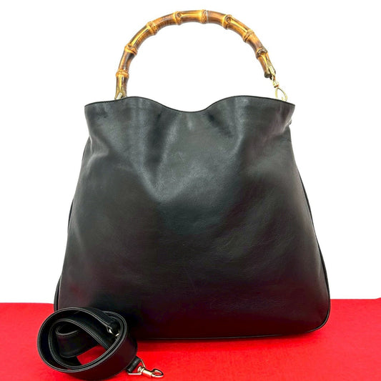 GUCCI Handbag leather black Bamboo