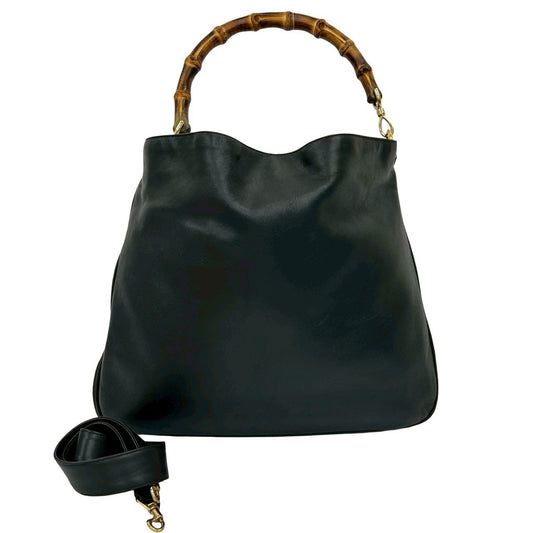 GUCCI Handbag leather black Bamboo