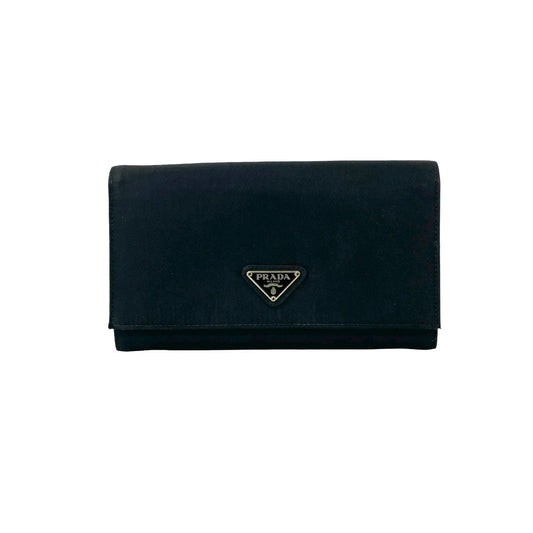 PRADA Long Wallet Purse Nylon black